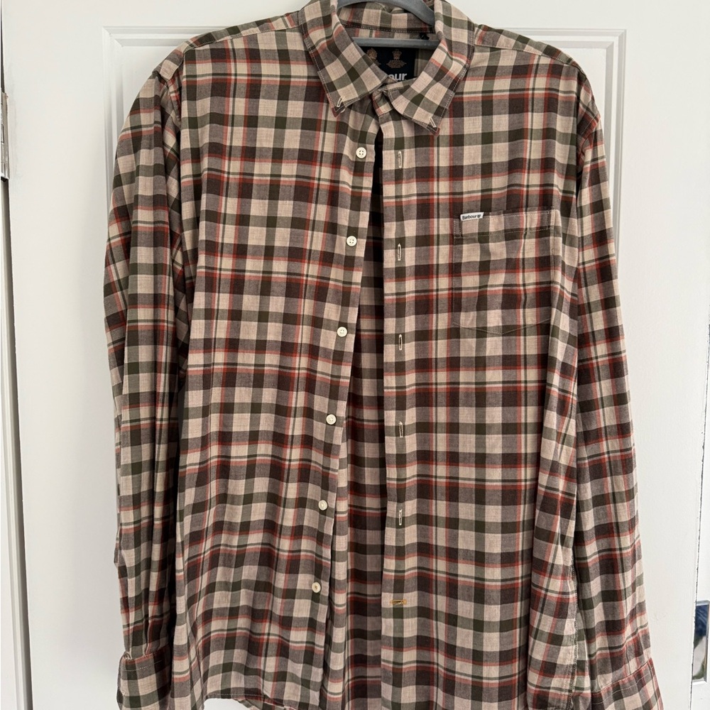 Barbour Men's Plaid Shirt - Brown and Red